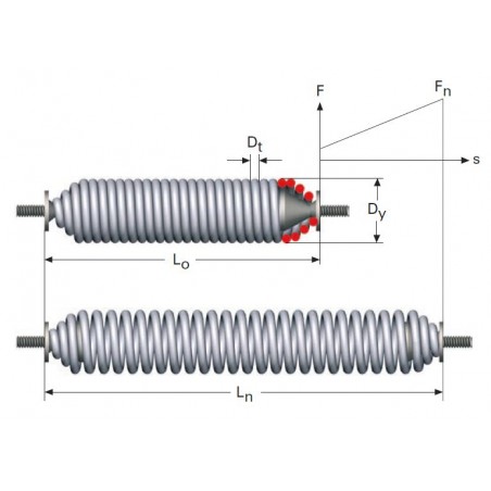 Extension spring with bolt