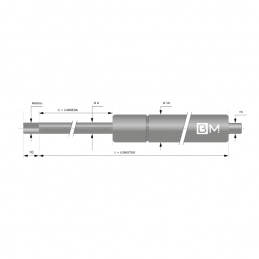 Muelle de gas de acero inoxidable 8-18 (L165 - C60 - 150N)