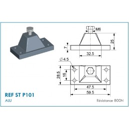 Soporte con eje de Ø6 mm.