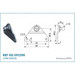 Soporte de bola de Ø10 mm.